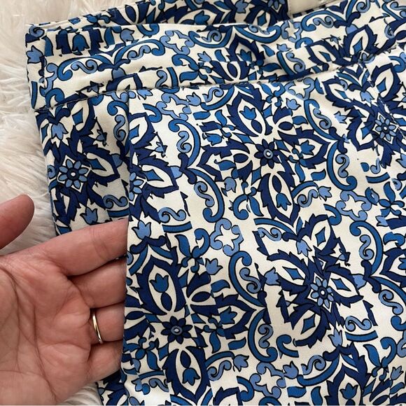 Milly patterned crop pants navy blue blue white size 4 - Picture 4 of 6